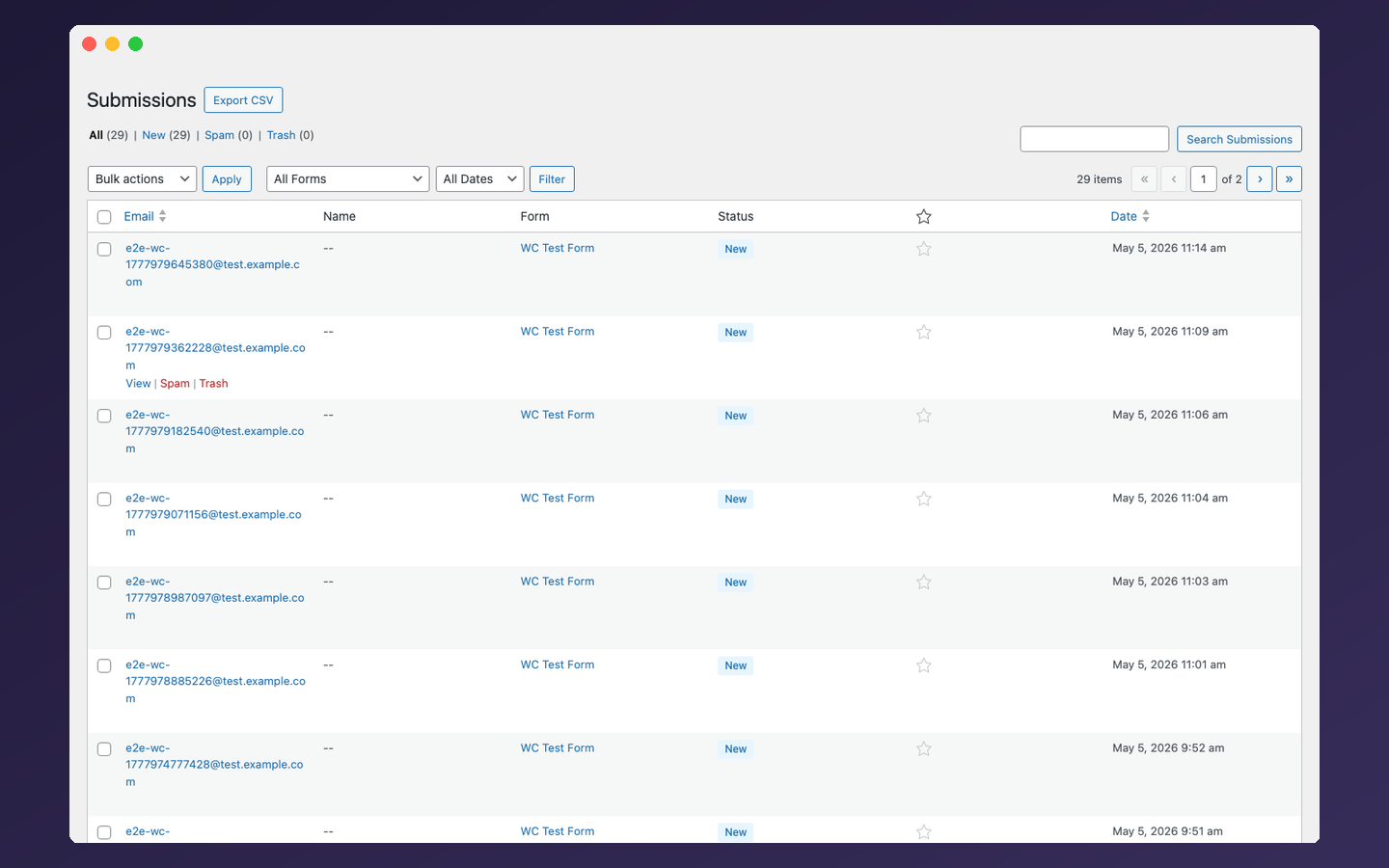 Submissions Dashboard